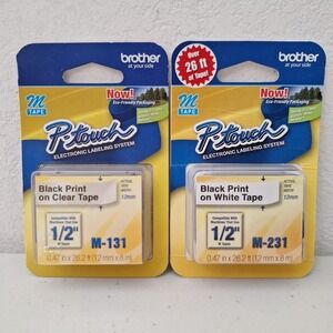 Brother P-Touch OEM Nonlaminated M Series Tape Cartridge M131 & M231W 1/2 in NEW